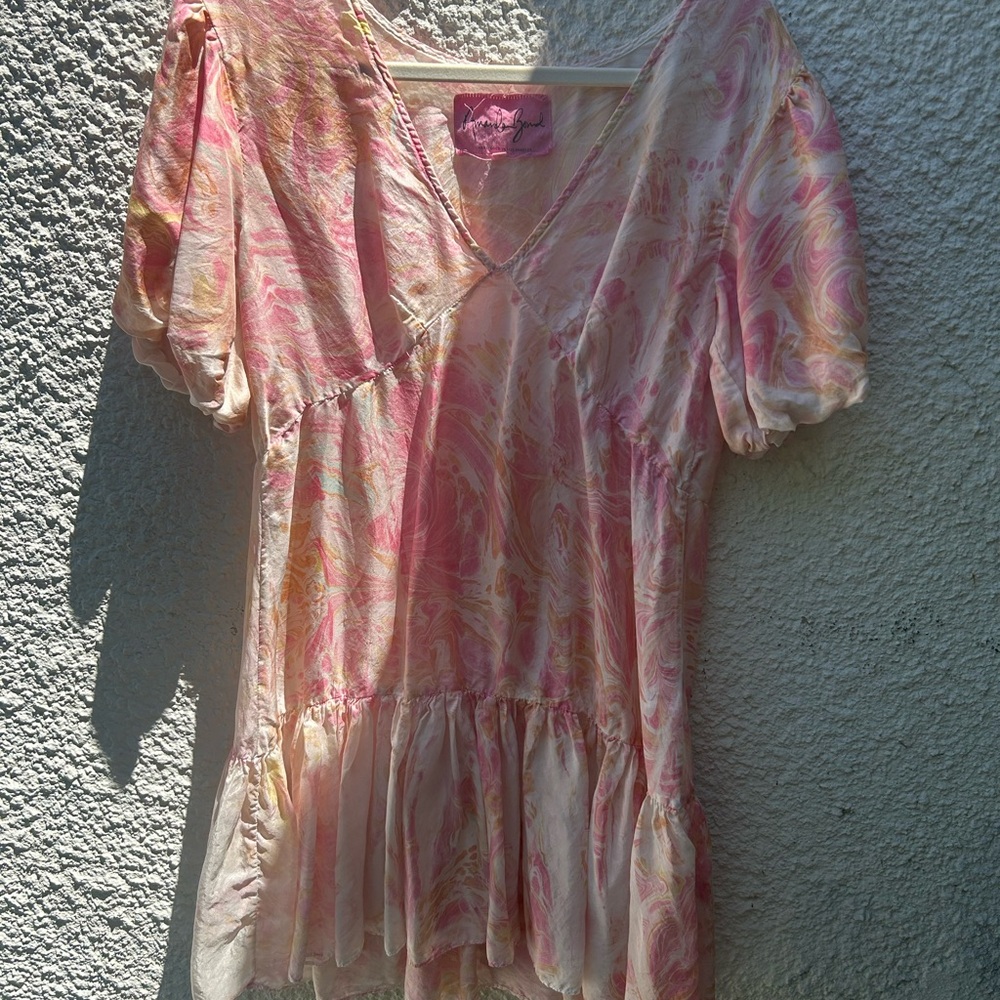 Johnny Was * AMANDA BOND Pink & Orange Swirl Print Mini Dress Size XS/S